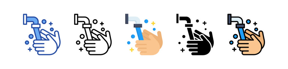 Hand Washing Icon Multi Style Illustration
