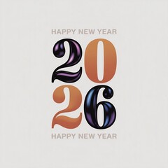 Happy new year 2026 greeting with bold numbers and festive design