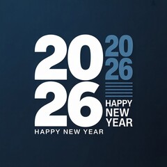 Modern and stylish typography design celebrating the arrival of the happy new year 2026