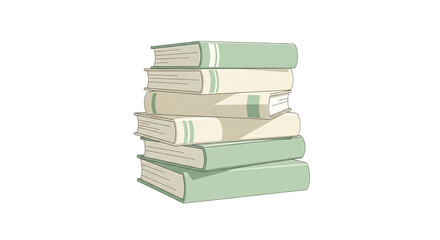 Stack of old books isolated on white background, symbolizing education, knowledge, and literature in a library or for study