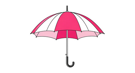 An open red and pink umbrella object is isolated on a white background for rain protection