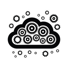 Cloud computing with internal gears and cogs illustration
