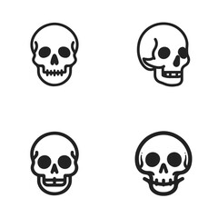 Skull icon set collection in outline style, scalable for multiple platforms