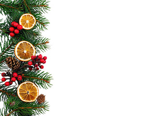 christmas decoration with candle and fir branch