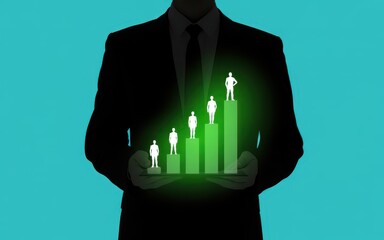 Business Growth and Success symbolized by a rising bar chart with figures