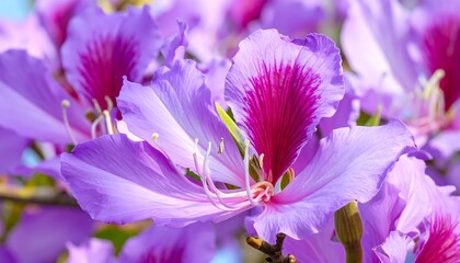 Close Up Purple Flowers in Bloom.