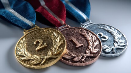 gold medal with ribbon