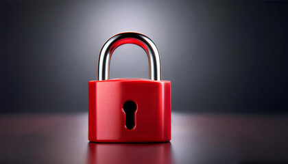 Red Padlock &ndash; Security Concept, Isolated on Dark Blue Background