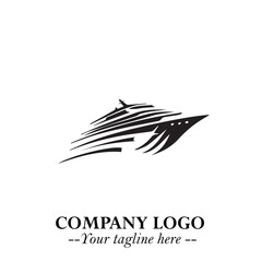 Ship Moving Fast Logo Symbol in Black on the White Background with Modern Maritime Design