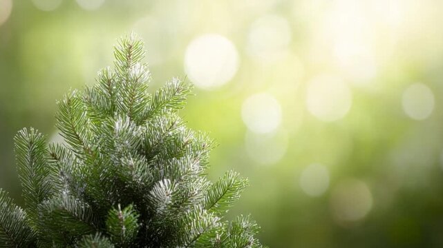 Evergreen Serenity: Close-up of lush green evergreen, with a background of blurred sunlight. capturing the vitality of nature and the sense of growth and renewal.