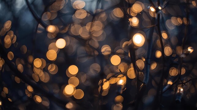 Abstract blurred background of christmas lights creating a bokeh effect at night