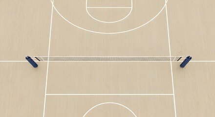 Volleyball Net on Indoor Basketball Court Gym for Game Practice