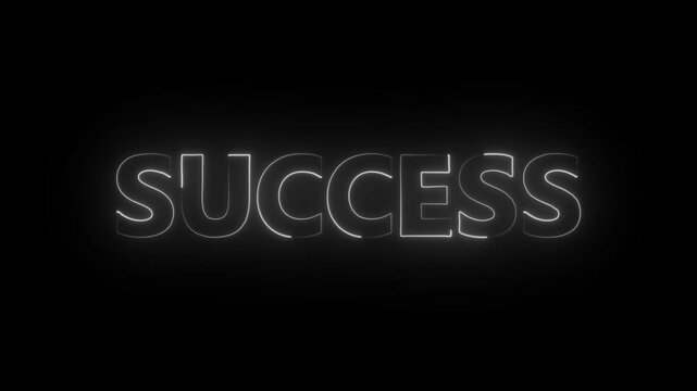 Success neon text icon animation. Business working strategy in success text animation . font letter word business banner sign signboard poster shop concept.