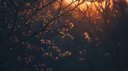 Soft glow composition with floral shadow and golden reflection creating serene luxury atmosphere