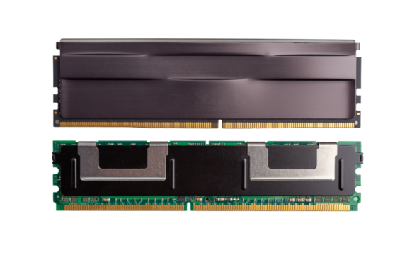 High Performance Computer RAM Modules With Heat Sink and DDR4, server and gaming memory chips isolated on a white background