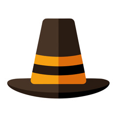 Pilgrim hat with orange stripe isolated vector illustration icon