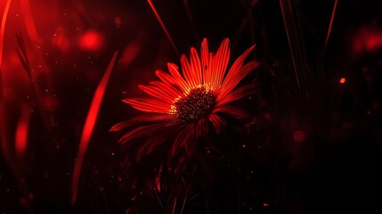 Elegant blend of gold and red tones featuring gentle floral shadows and soft radiant glow