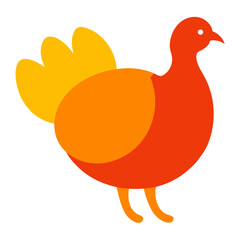 Vibrant flat design turkey illustration, a holiday season icon