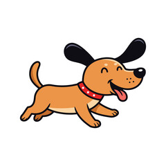 Obraz premium Happy Cartoon Dog Running Vector Illustration