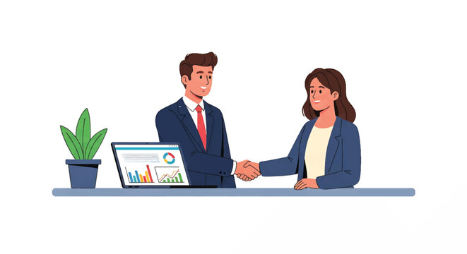 Successful Business Partnership Colleagues shaking hands over a successful business deal