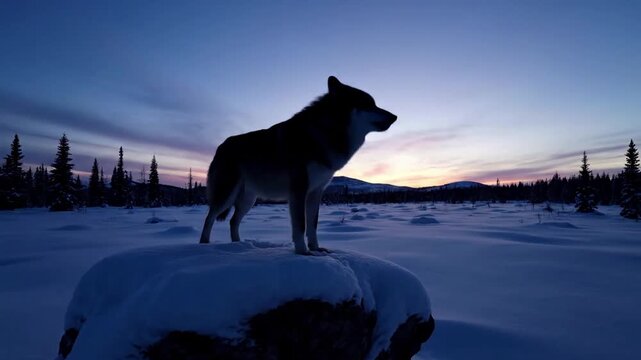 An intense close up on the wolf's amber eyes and powerful snout, conveying its wild instinct and acute senses, framed by frosted branches and natural textures.