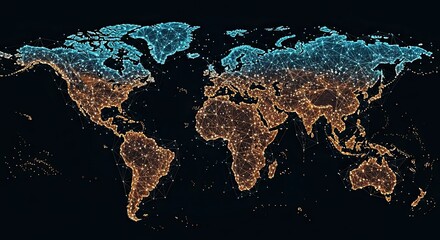 Global Network of Lights Connecting Continents and Oceans