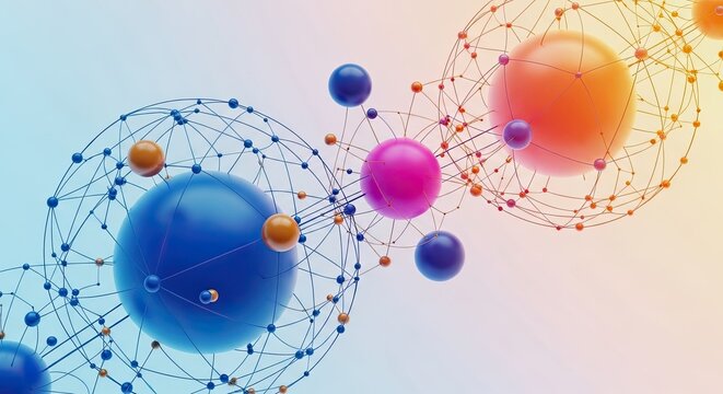 Abstract Molecular Structures and Connections Forming a Network Pattern