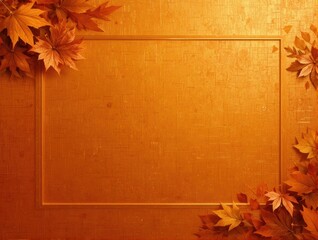 Obraz premium Autumn Leaves on a Warm Orange Background Creating a Decorative Nature-Inspired Frame