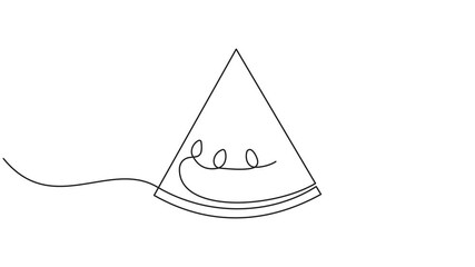 Animated self drawing of continuous line draw of sliced healthy freshness organic sweet melon for orchard logo identity. Fresh fruitage concept for fruit garden icon. Full length single line animation