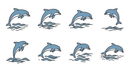 Obraz premium vector set of dolphins