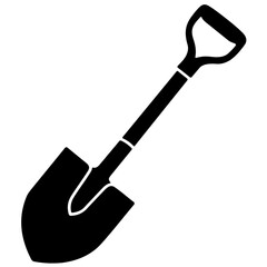 Black silhouette of a shovel for gardening