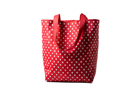 Stylish Red Tote Bag with White Polka Dots for Casual or Everyday Use, Reusable and Versatile