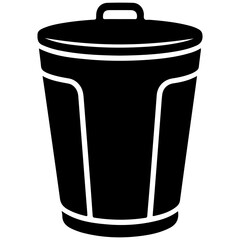 Black silhouette of a closed trash can for design