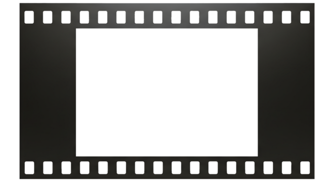 Film strip frame with empty space on transparent