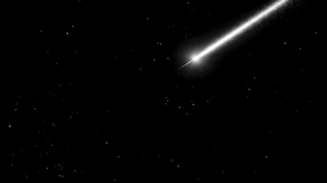 Shining comet stardust trail black background