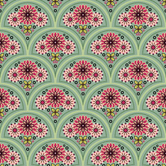 Hand drawn floral, botanical colorful seamless pattern vector illustration design.