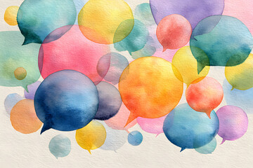A collection of floating speech bubbles, indicating communication and conversation