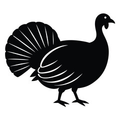 Cartoon turkey vector illustration with farm animal silhouette for Thanksgiving food drawing