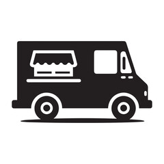A simple food truck icon silhouette vector illustration on white background.