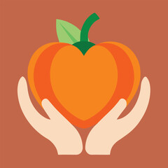 Caring Hands Holding a Heart-Shaped Pumpkin