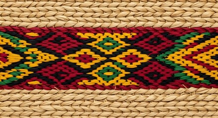 Kwanzaa-Inspired Woven Textile with African Motif Pattern
