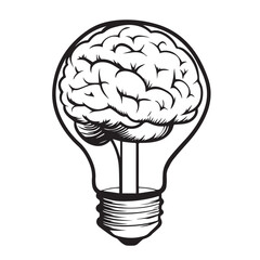 human brain with light bulb