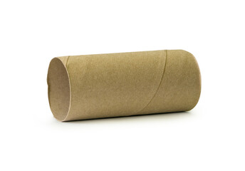 One tissue paper core or toilet paper tube isolated on white background with clipping path