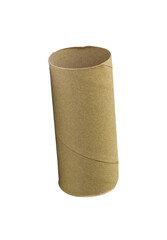 One tissue paper core or toilet paper tube isolated on white background with clipping path