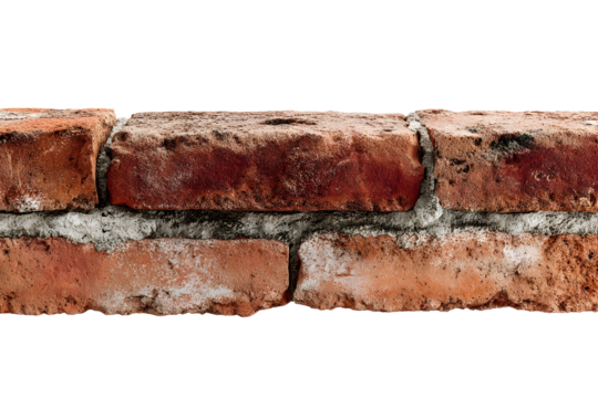 Close-up of rustic red brick wall with textured surface on black background