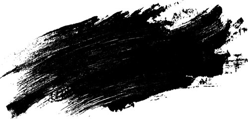 Black ink splatter and brushstroke design on white background with expressive grunge texture