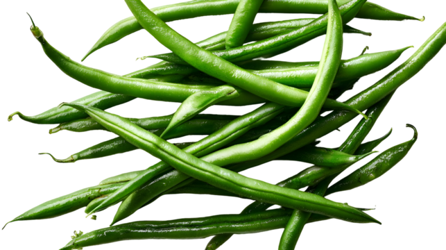 Fresh green string beans isolated on white background