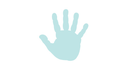 Fototapeta premium Light Blue Handprint on White Background.