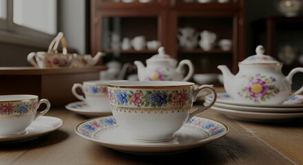porcelain cup of tea on a dish