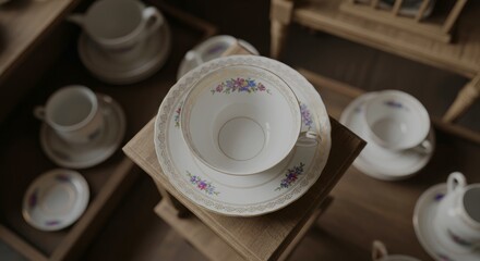 porcelain cup of tea with dish